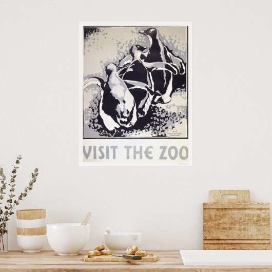 Besuch des Zoo Pinguin 1936 WPA Poster (Küche)