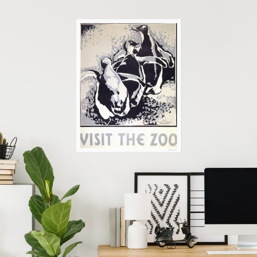 Besuch des Zoo Pinguin 1936 WPA Poster (Heimbüro)