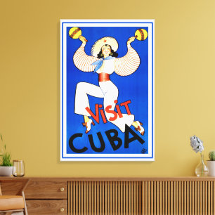 Besuch Havanna, Kuba, Vintage Travel Poster Maraca Leinwanddruck