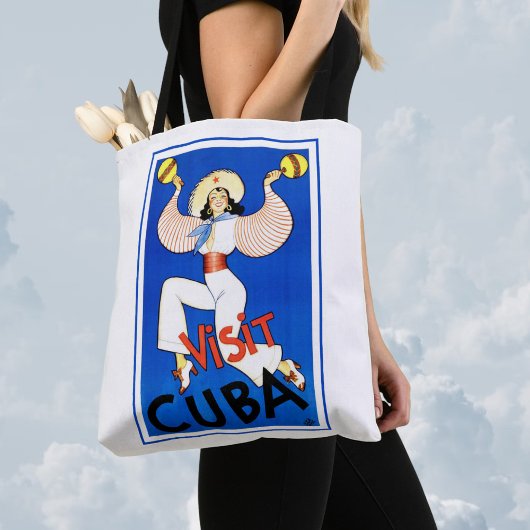 Besuch Havanna, Kuba, Vintage Travel Poster Maraca Tasche