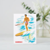 Besuch Hawaii - Surfen - Vintage - Reise Postkarte (Stehend Vorderseite)