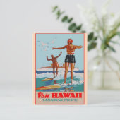 Besuch Hawaii - Surfen - Vintage - Reise Postkarte (Stehend Vorderseite)