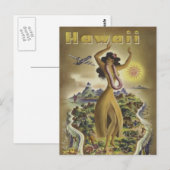 Besuch Hawaii - Vintage - Reise Postkarte (Vorne/Hinten)
