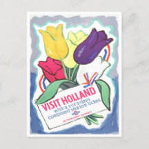Besuch Holland Vintage Reise Postkarte