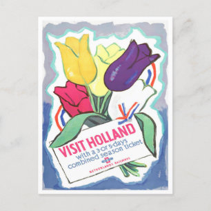 Besuch Holland Vintage Reise Postkarte