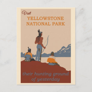 Besuch im Yellowstone-Nationalpark Reise Vintage Postkarte