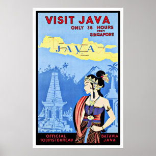 Besuch Java Indonesien von Singapur Vintag Poster