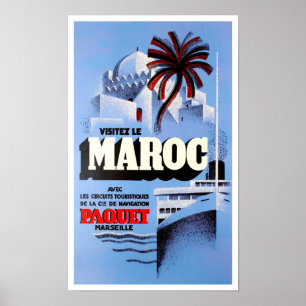 Besuch Marokko Jahrgang Reise Poster
