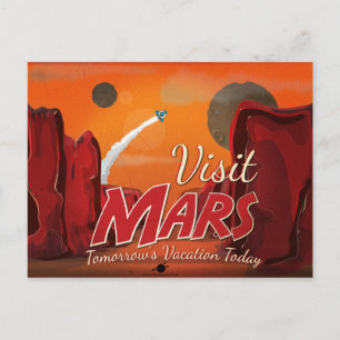 Besuch Mars Vintage Poster Postkarte