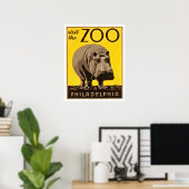 Besuch Philadelphia Zoo, großer Hippo, Vintage Rei Poster (Heimbüro)