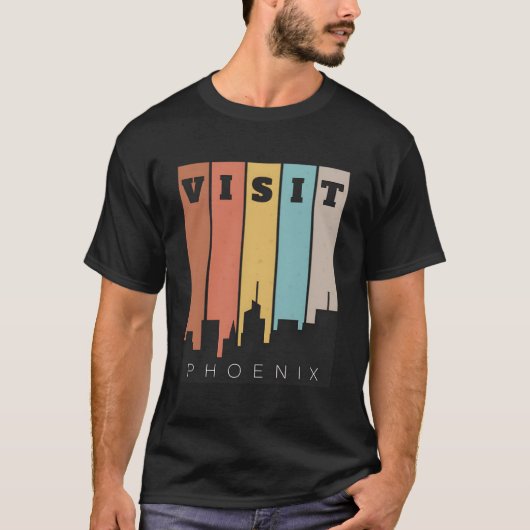Besuch Phoenix das Tal der Sonne Skyline Retro T-Shirt (Vorderseite)