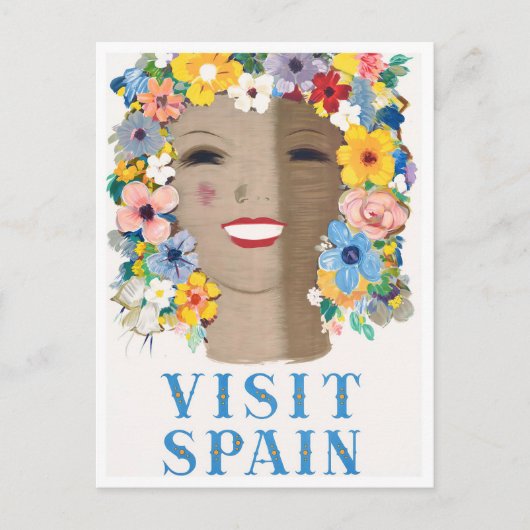 Besuch Spanien Vintage Reise Postkarte (Vorderseite)
