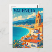 Besuch Valencia Spanien | Retroreise Postkarte (Vorne/Hinten)