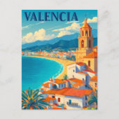 Besuch Valencia Spanien | Retroreise Postkarte (Vorderseite)