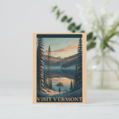 Besuch Vermont Winter Snow Illustration Reisen Postkarte (Stehend Vorderseite)