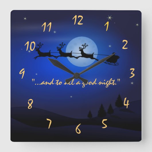 Besuch von Nischennacht vor Weihnachten Quadratische Wanduhr (Vorderseite)