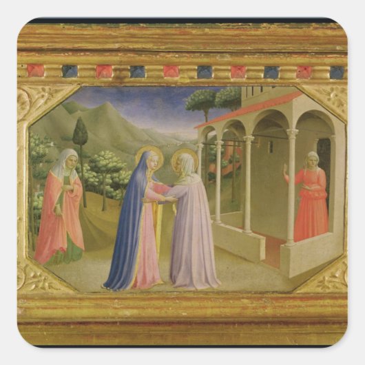 Besuch, von Predella Annunciation Quadratischer Aufkleber (Vorderseite)