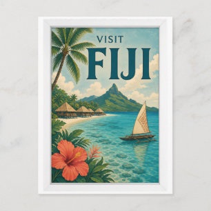 Besuche Fiji Travel Vintage Postkarte