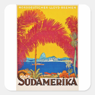 Besuche Sudamerica Vintage-Konzept Quadratischer Aufkleber