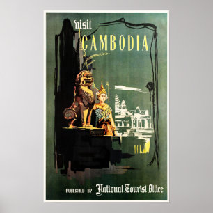 BESUCHEN CAMBODA Phnom Penh Nationales Tourismusbü Poster