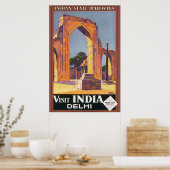 Besuchen Indien Delhi Vintage Travel Poster (Küche)