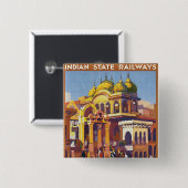 Besuchen Indien ~ Muttra Button (Vorne & Hinten)