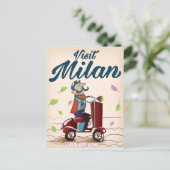 Besuchen Mailand Cartoon Vintage Reiseplakat Postkarte (Stehend Vorderseite)