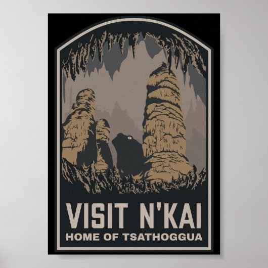 Besuchen N'kai Reiseplakat Lovecraft Tsathoggua Poster (Vorne)