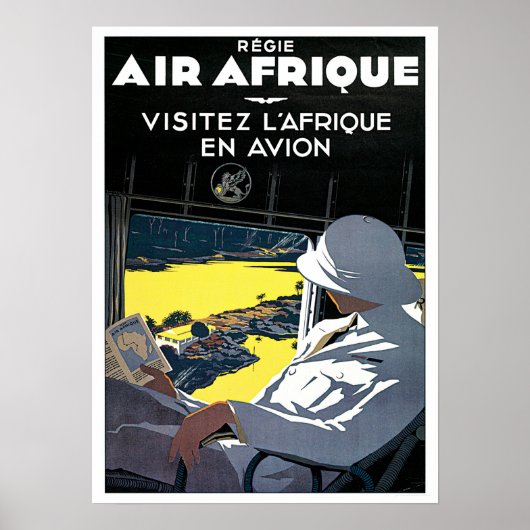 Besuchen Sie AFRICA mit dem Flugzeug Old French Ai Poster (Vorne)