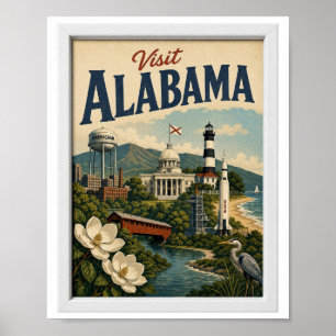 Besuchen Sie Alabama Travel Vintage Poster