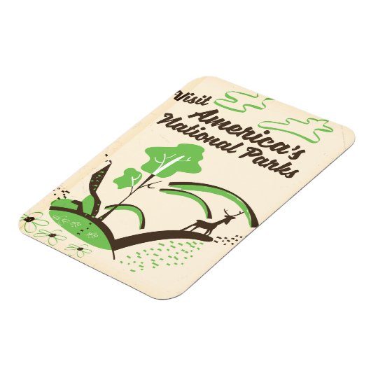 Besuchen Sie Amerikas Nationalparks Vintage Poster Magnet (Linke Seite)