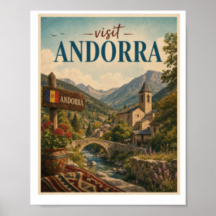 Besuchen Sie Andorra Reise Vintage Poster