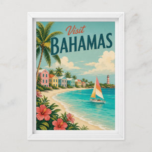 Besuchen Sie Bahamas Travel Vintage Postkarte
