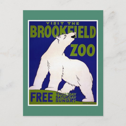 Besuchen Sie Brookfield Zoo Vintag WPA Postkarte (Vorderseite)