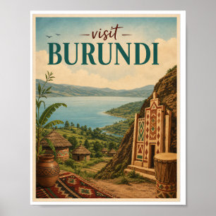 Besuchen Sie Burundi Travel Vintage Poster