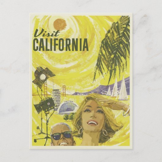 Besuchen Sie California Vintage Travel Poster Postkarte (Vorderseite)