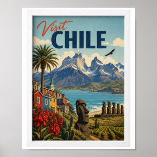 Besuchen Sie Chile Travel Vintage Poster
