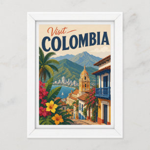 Besuchen Sie Colombia Travel Vintage Postkarte