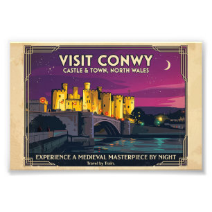 Besuchen Sie Conwy Castle Vintage Style Reiseplaka Fotodruck