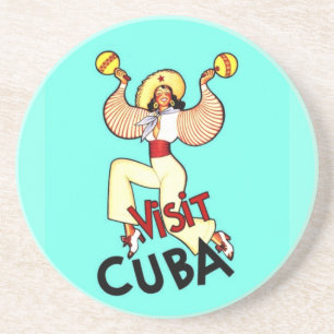 Besuchen Sie Cuba Vintage Reise Getränkeuntersetzer