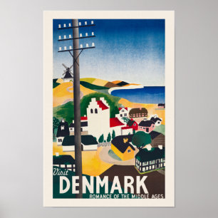 Besuchen Sie Dänemark Vintage Travel Poster 1936