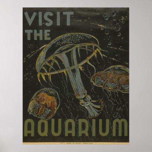 Besuchen Sie das Aquarium Vintag WPA Poster (Vorne)