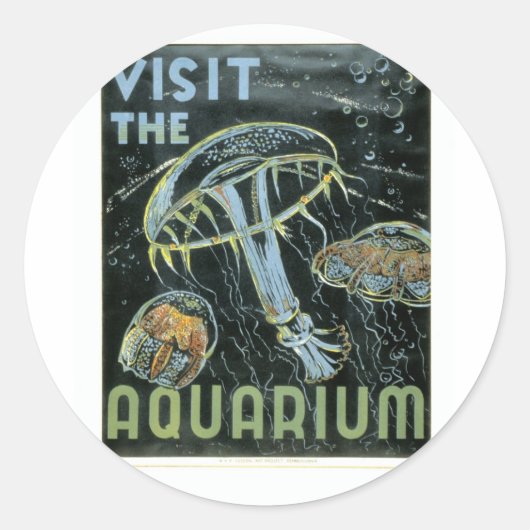 Besuchen Sie das Aquarium - WPA Poster - Runder Aufkleber (Vorderseite)