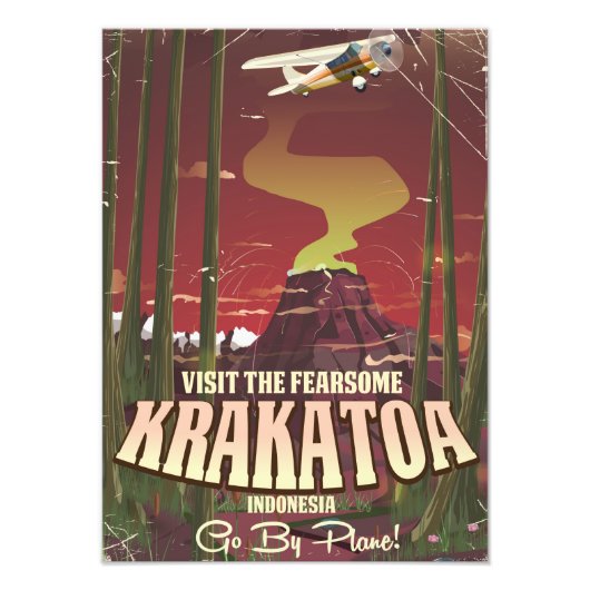 Besuchen Sie das Fearsome Krakatoa Reiseplakat Fotodruck (Vorne)