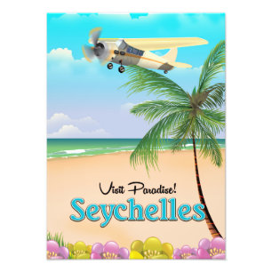 Besuchen Sie das Paradies! Seychelles Reiseplakat Fotodruck