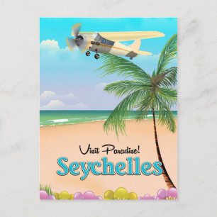 Besuchen Sie das Paradies! Seychelles Reiseplakat Postkarte