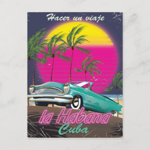 Besuchen Sie das Poster von 1985 auf Kuba Postkarte