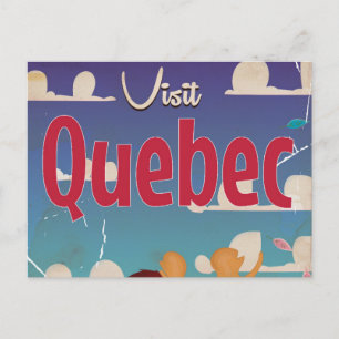 Besuchen Sie das Quebec Vintage-Cartoon-Reiseposte Postkarte