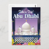 Besuchen Sie das Reiseplakat Abu Dhabi Vintage Postkarte (Vorne/Hinten)