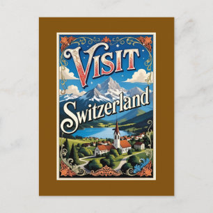 Besuchen Sie das Reiseplakat der Schweiz, Feiertagspostkarte